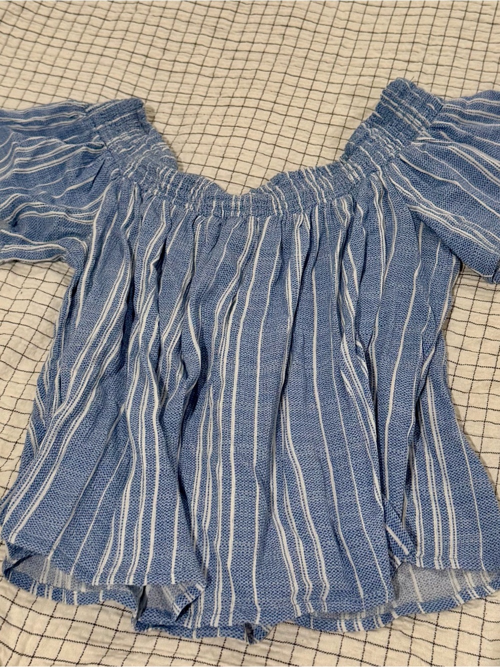 Blue Striped Off-Shoulder Women's Top